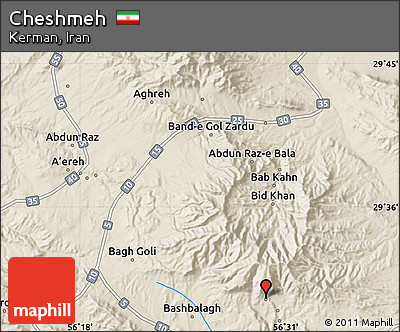 Shaded Relief Map of Cheshmeh