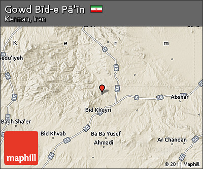 Shaded Relief Map of Gowd Bīd-e Pā'īn