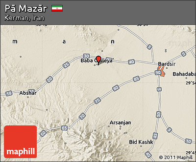 Shaded Relief Map of Pā Mazār