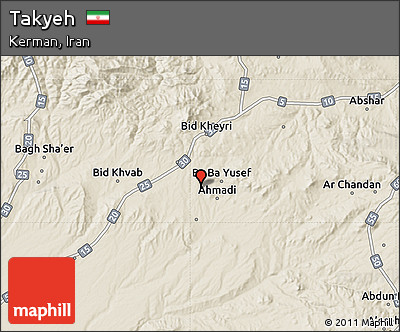 Shaded Relief Map of Takyeh