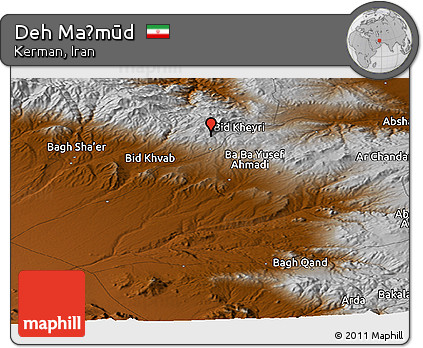 Physical Panoramic Map of Deh Maḩmūd