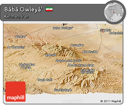 Satellite Panoramic Map of Bābā Owleyā'