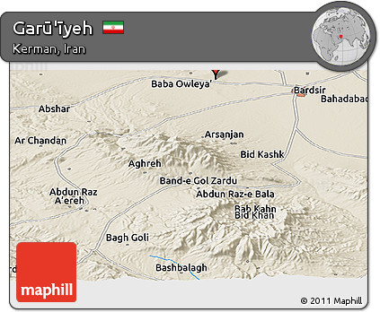 Shaded Relief Panoramic Map of Garū'īyeh