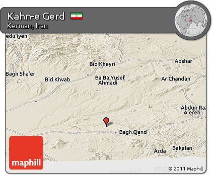 Shaded Relief Panoramic Map of Kahn-e Gerd
