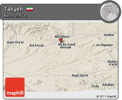 Shaded Relief Panoramic Map of Takyeh