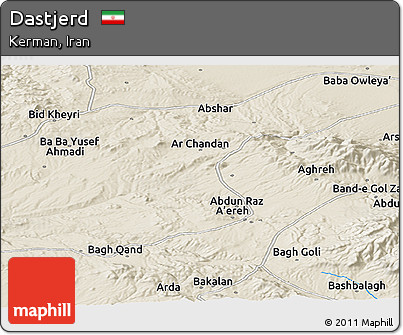 Shaded Relief Panoramic Map of Dastjerd