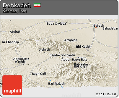 Shaded Relief Panoramic Map of Dehkadeh