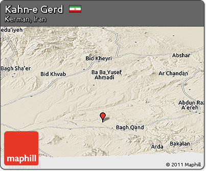 Shaded Relief Panoramic Map of Kahn-e Gerd