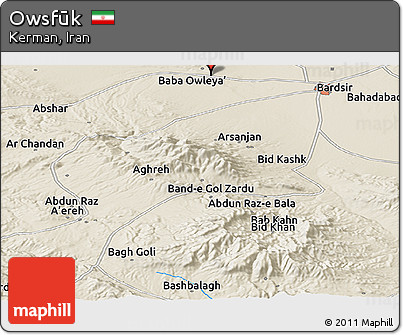 Shaded Relief Panoramic Map of Owsfūk