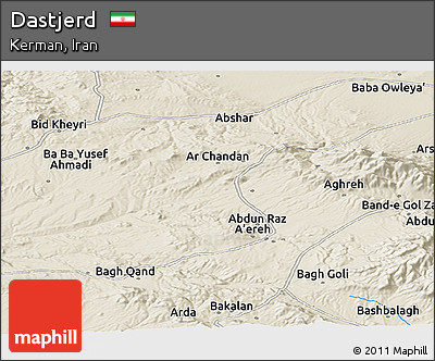 Shaded Relief Panoramic Map of Dastjerd