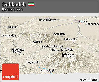 Shaded Relief Panoramic Map of Dehkadeh
