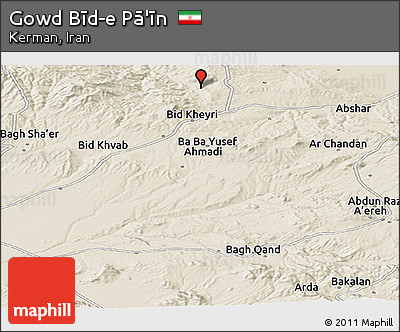 Shaded Relief Panoramic Map of Gowd Bīd-e Pā'īn
