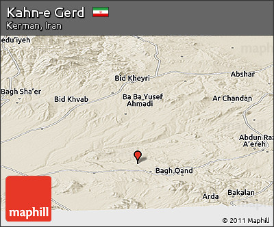 Shaded Relief Panoramic Map of Kahn-e Gerd