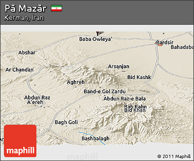 Shaded Relief Panoramic Map of Pā Mazār