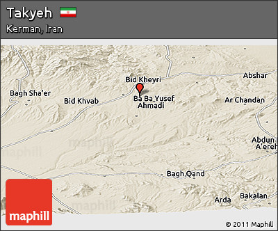 Shaded Relief Panoramic Map of Takyeh