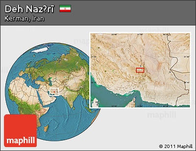 Satellite Location Map of Deh Naz̄rī