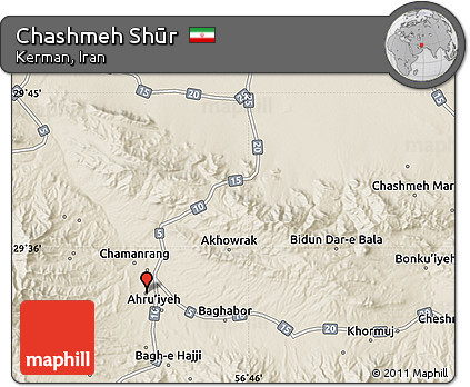 Shaded Relief Map of Chashmeh Shūr