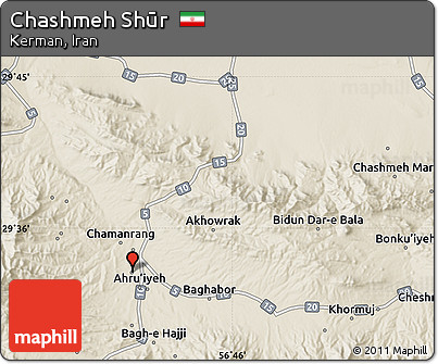 Shaded Relief Map of Chashmeh Shūr