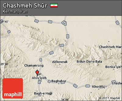 Shaded Relief Map of Chashmeh Shūr
