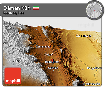 Physical 3D Map of Dāman Kūh