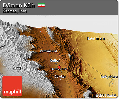 Physical 3D Map of Dāman Kūh