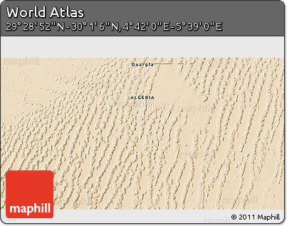 Satellite 3D Map of the Area around 29° 44' 59" N, 5° 10' 30" E