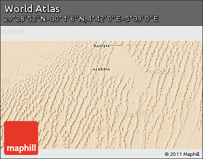 Satellite 3D Map of the Area around 29° 44' 59" N, 5° 10' 30" E