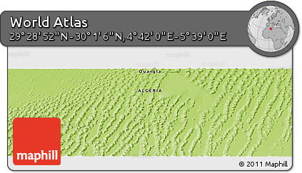 Physical Panoramic Map of the Area around 29° 44' 59" N, 5° 10' 30" E