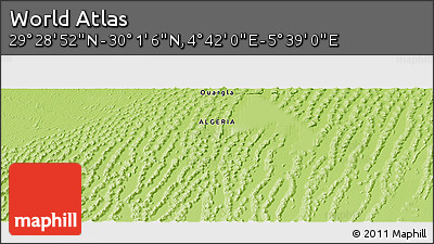 Physical Panoramic Map of the Area around 29° 44' 59" N, 5° 10' 30" E
