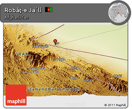 Physical Panoramic Map of Robāţ-e Ja`lī