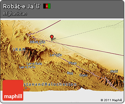 Physical Panoramic Map of Robāţ-e Ja`lī