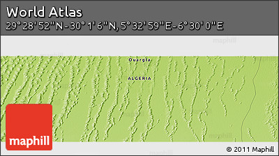 Physical Panoramic Map of the Area around 29° 44' 59" N, 6° 1' 30" E