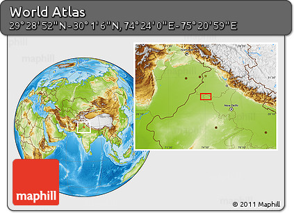Physical Location Map of the Area around 29° 44' 59" N, 74° 52' 30" E