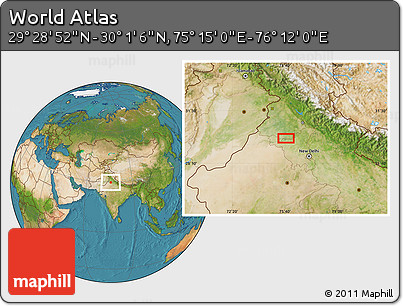 Satellite Location Map of the Area around 29° 44' 59" N, 75° 43' 29" E