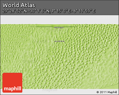 Physical 3D Map of the Area around 29° 44' 59" N, 7° 43' 29" E