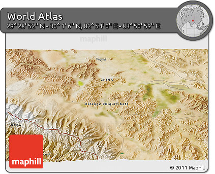 Satellite 3D Map of the Area around 29° 44' 59" N, 83° 22' 30" E