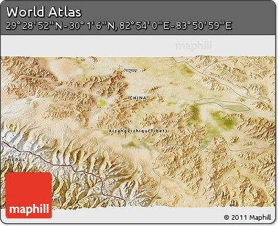 Satellite 3D Map of the Area around 29° 44' 59" N, 83° 22' 30" E