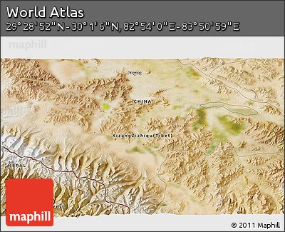 Satellite 3D Map of the Area around 29° 44' 59" N, 83° 22' 30" E