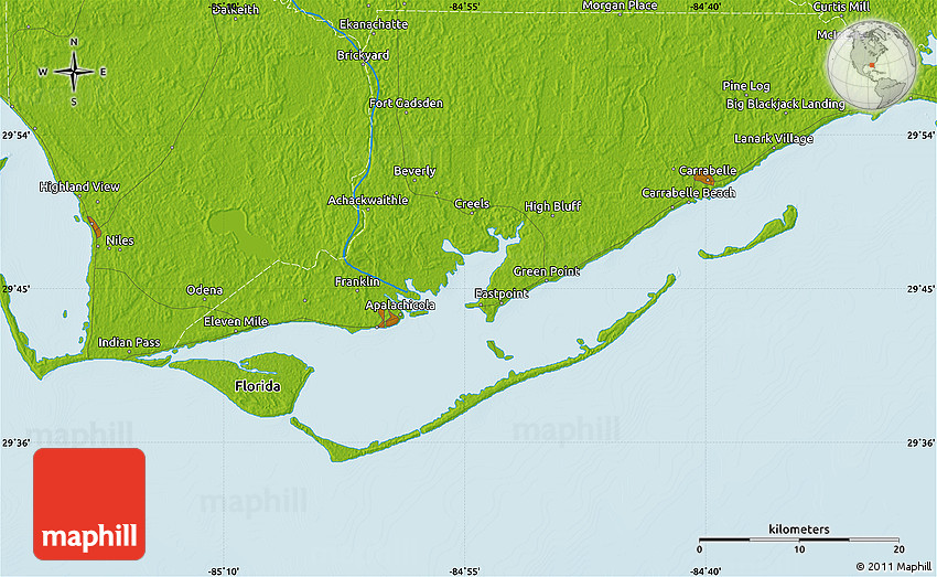 Physical Map of Carrabelle Beach