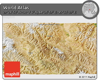 Satellite 3D Map of the Area around 29° 44' 59" N, 85° 4' 29" E