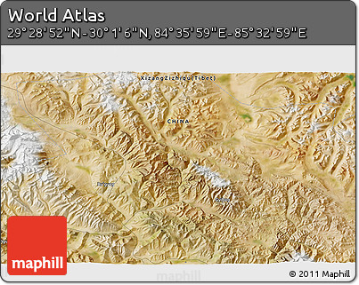 Satellite 3D Map of the Area around 29° 44' 59" N, 85° 4' 29" E