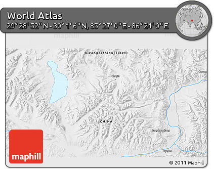 Physical 3D Map of the Area around 29° 44' 59" N, 85° 55' 30" E