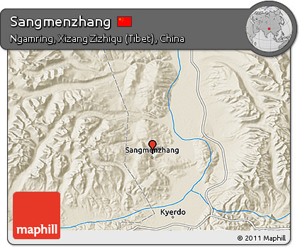 Shaded Relief 3D Map of Sangmenzhang