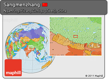 Political Location Map of Sangmenzhang