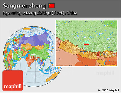Political Location Map of Sangmenzhang