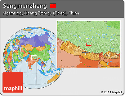 Political Location Map of Sangmenzhang