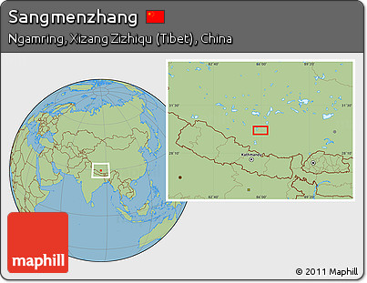 Savanna Style Location Map of Sangmenzhang