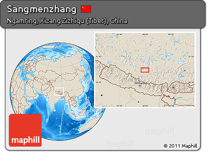 Shaded Relief Location Map of Sangmenzhang
