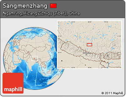 Shaded Relief Location Map of Sangmenzhang