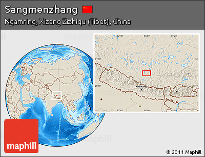 Shaded Relief Location Map of Sangmenzhang